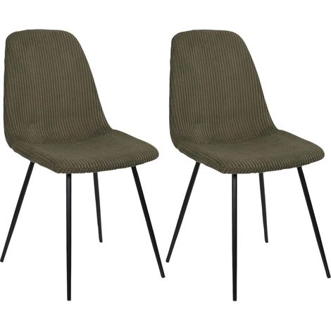 Lot de 2 chaises en velours côtelé coloris vert - AMORY (1/5)