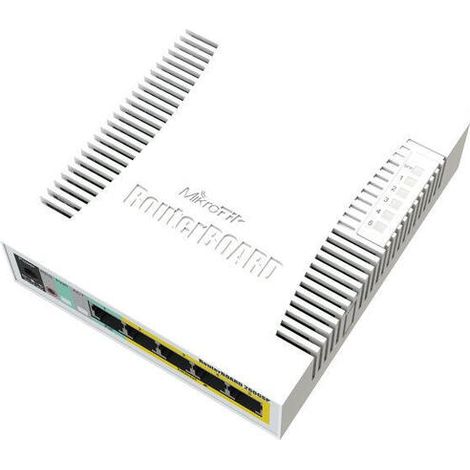 Switch inteligente MikroTik RouterBOARD 260GSP Gigabit de 5 puertos con jaula SFP, SwOS, carcasa de plástico, fuente de alimentación, salida PoE, RB260GSP (1/4)