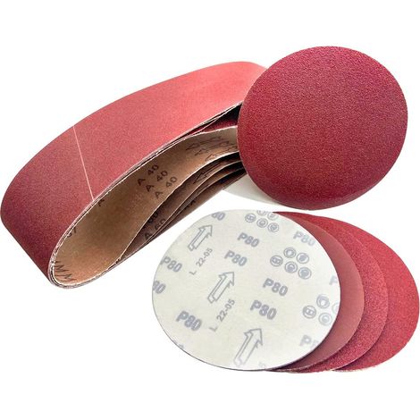 Bandes abrasives et Disques de Ponçage 150mm, Set de ponçage de 23 pièces - 150 mm de papier abrasif auto-agrippant, bandes abrasives 100X915mm, Ponceuse à bande Pour polir (1/5)