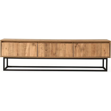 Meuble TV 3 tiroirs effet bois 180 cm - Breno