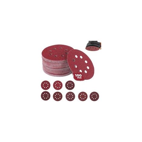 Juego de 100 discos de lijado, discos abrasivos de grano 40/60/80/120/180/240/320/400, tamaño de 125 mm, ideal para lijar/pulir/eliminar óxido, amoladora angular