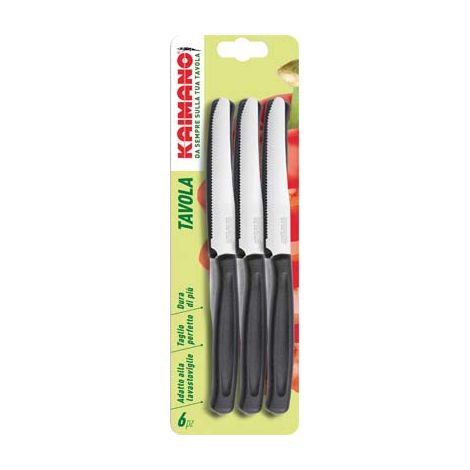 COLTELLO TAVOLA DINAMIK KAIMANO - MANICO PLT NERO/INOX CM 11 CF=PZ 6- 1 confezioni