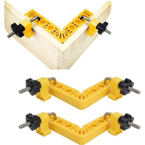 Règle d'angle à 90° pour le travail du bois, bloc de positionnement, pince d'angle pour le travail du bois, outils de travail du bois, règle de hauteur impériale/métrique, jaune. (1/5)