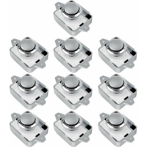 10PCS Bouton poussoir serrure SA RV tiroir placard bouton de porte camping-car caravane (argent 10 pièces) - (1/4)