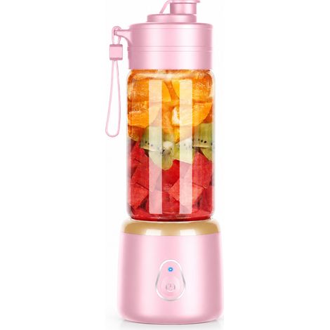 Blender Portable Rechargeable Rose 400 ml avec 2 Gobelets, pour Jus et Smoothies (1/5)