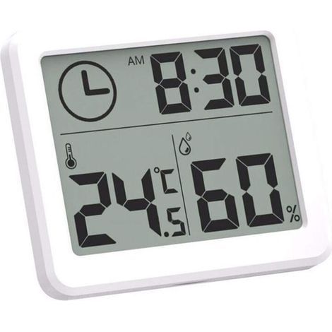 Digitales Innenthermometer mit Hygrometer, Wetterstation, Wecker, LCD-Display mit umschaltbarer Temperatur-/Feuchtigkeitsanzeige, Wand- und Tischhalterung, Oi-FRIS (1/5)