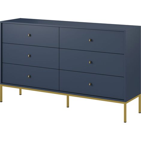 Cassettiera, blu navy, 154 x 83 x 39 cm, gambe dorate (1/5)