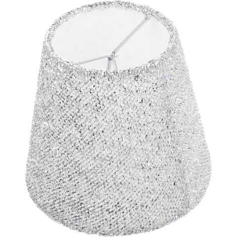 CCYKXAPetit abat-jour E14 en tissu vintage pour lampe de bureau et lampadaire, paillettes argentées, abat-jour de rechange pour utilisation en intérieur (1/5)