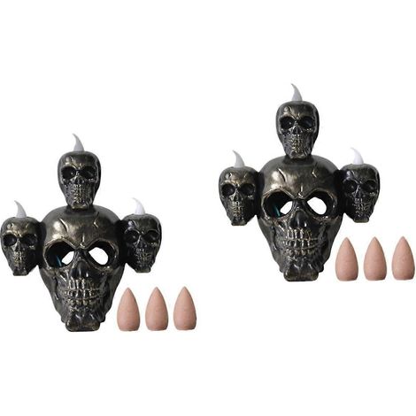 Lot de 2 lampes à bougies d'aromathérapie pour Halloween, lampe fumée tête de mort unique pour la décoration intérieure, lumière mystérieuse pour les fêtes (1/4)