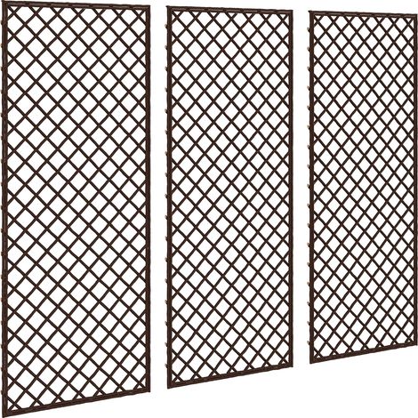Set di 3 pannelli rettangolari in vimini intrecciato per traliccio da giardino per piante rampicanti, 43 x 2 x 112 cm, effetto legno naturale.