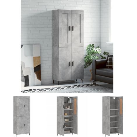 The Living Store Highboard Betongrau 69,5x34x180 cm Holzwerkstoff -  Sideboards (1/5)