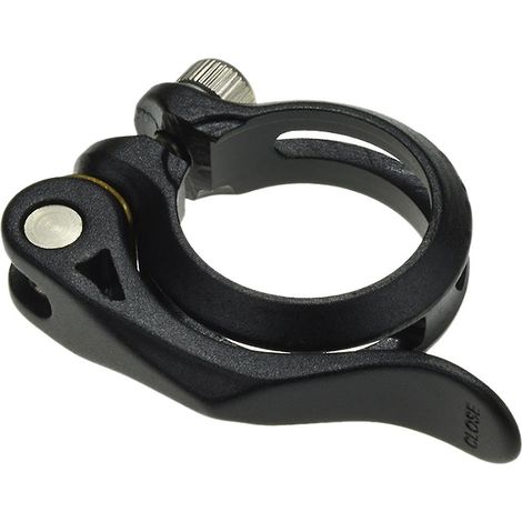 Collier de serrage rapide pour tige de selle de vélo, en alliage d'aluminium sablé, 34,9 mm, noir. (1/5)