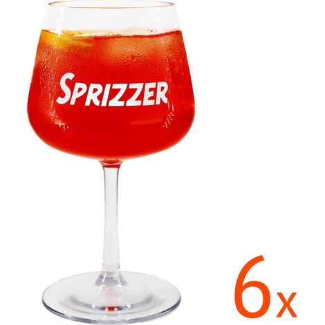 SPRIZZER Set de 6 vasos transparentes de Tritan plástico resistente e irrompible disenado para Sprizzer ideal para fiestas modelo SPRIZZER-6-BICCHIERI