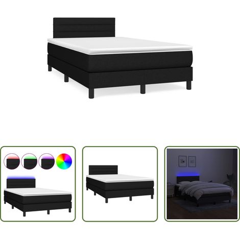 vidaXL LED-Leiste - Boxspringbett mit Matratze & LED Schwarz 120x190 cm Stoff (1/5)