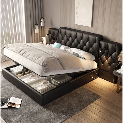 Cama matrimonio con almacenaje y USB 160x200 OKMYHOME (1/5)