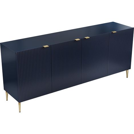 Credenza con 4 ante in MDF e Acciaio Blu e Dorato - YESINIA (1/5)