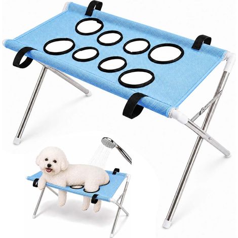 Table de bain pliable pour chien et chat avec hamac, bleu (1/5)