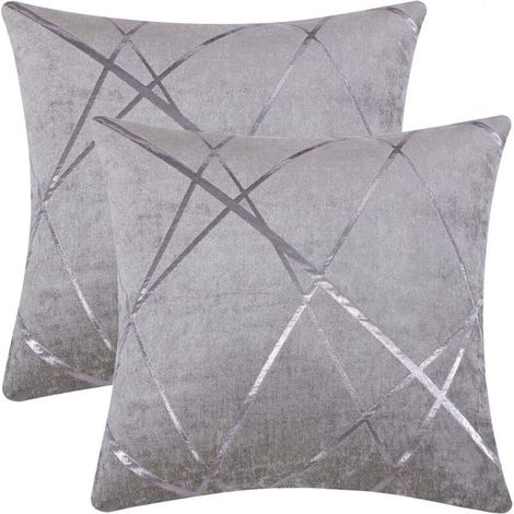 ZOLGINAH Gris Argenté Luxe Velours Coussin Couvre Cas, Coussin de Confortable d'Accent, le Meilleur Carré Décoratif Couvre d'Oreiller Sofa de Divan de lit de Canapé 22x22 Pouces 55x55CM Ensemble de De
