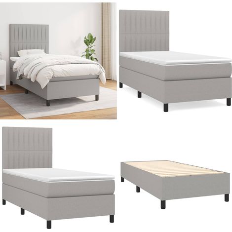 Boxspringbett mit Matratze Hellgrau 90x200 cm Stoff - Boxspringbett - Doppelbett - Schlafraum - Bettenrahmen - Matratze - Home & Living (1/5)