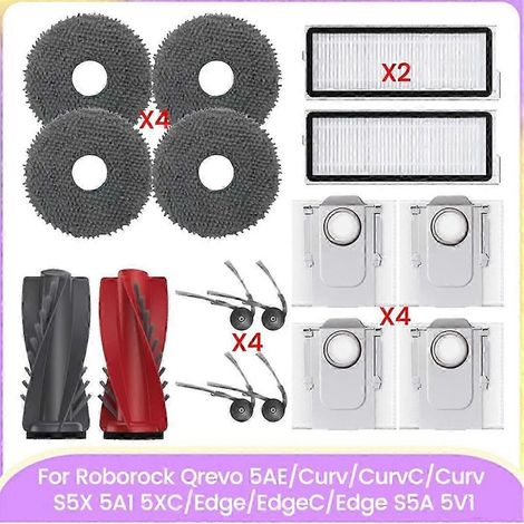 Pezzi di ricambio per spazzola Roborock Qrevo Edge/Qrevo Bordo S5A : spazzola laterale, principale, filtro HEPA, sacchetto di polvere, mop (1/5)