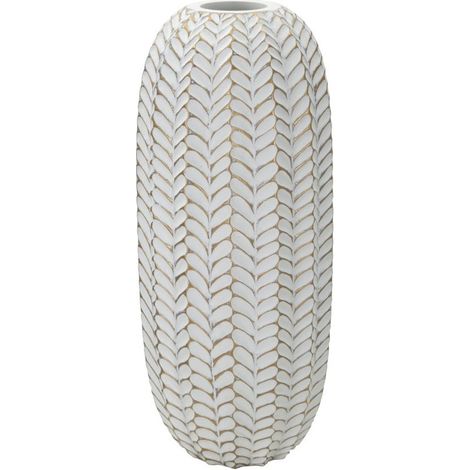 Vase Déco en Résine "Leaf" 46cm Blanc