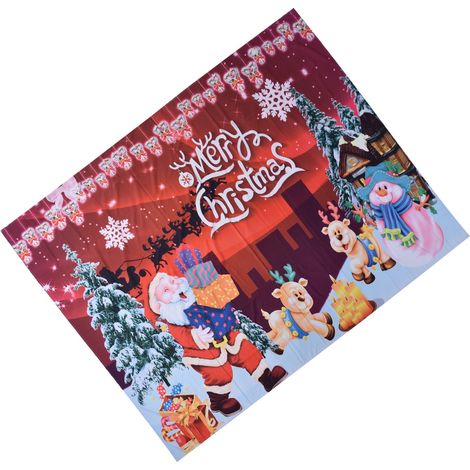 Tapis mural en fibre de polyester motif élan joyeux de Noël, décoration murale 230x180cm pour fond photo (1/5)
