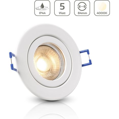 Einbauspot IP44 rund starr - Farbe: weiß - LED Leuchtmittel: GU10 5W neutralweiß (1/5)