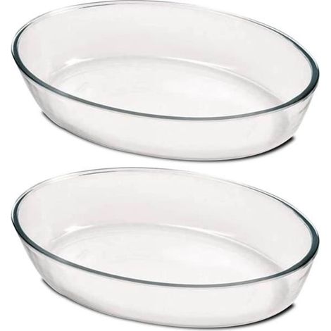 Lot de 2 pats à four oval, moule de cuisson, capacité 4.4 L - Longueur 39.5 x Profondeur 27.5 x Hauteur 6.6 cm -JUANIO (1/3)