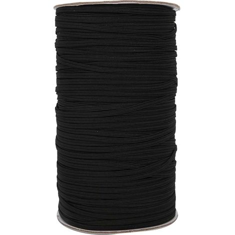 200 Mètres/Rouleau Bande Élastique Plate en Caoutchouc Noir pour Cordons de Masque Faciale, Poignets de Vêtements (1/5)
