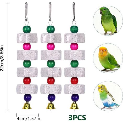 Pierre à Aiguiser pour Perruches, 3 Jouets à Mâcher Naturels - pour Perroquets et Cacatoès (1/4)