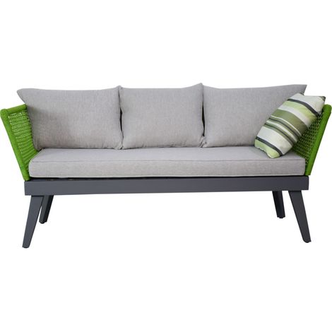 Gartenmöbel Gartensofa Outdoor Sofa Cuba 178 x 73 x 73 cm grün mit Kissen Garten Terrasse Balkon (1/2)