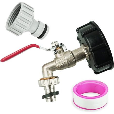IBC Adaptateur de réservoir IBC Tote Tank S60X6 vers laiton avec raccord de tuyau 1/2" pour huile, carburant, eau (1/5)