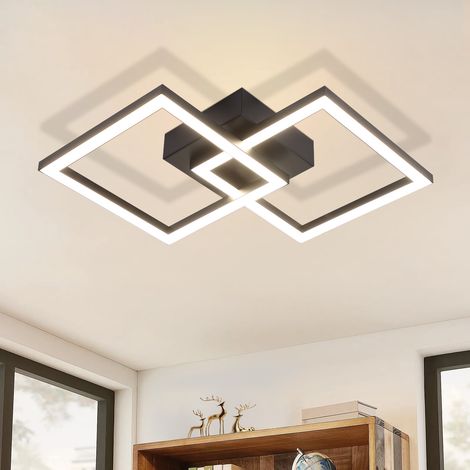 GBLY Deckenlampe LED Deckenleuchte Küche: 24W 4000K Küchenlampe Schwarz Wohnzimmerlampe Modern Design Flurlampe Neutralweiß Schlafzimmerlampe Eckig Deckenbeleuchtung für Wohnzimmer Flur (1/5)