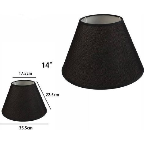 TRADE SHOP - Paralume Conico Cilindro Classico Ricambio Per Lampada E Applique In Tessuto Tnt - Nero -14" -