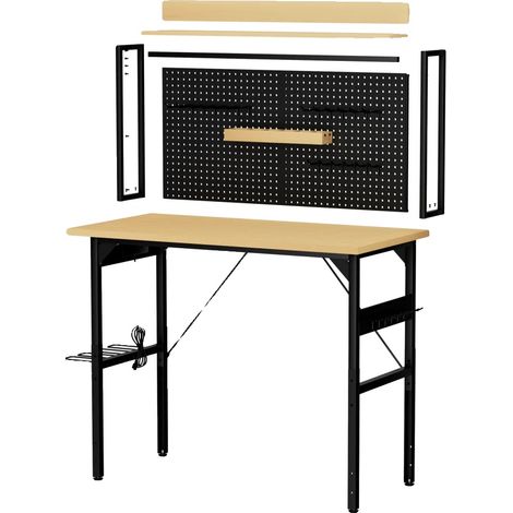 Mobile Werkbank, 700 kg Tragfähigkeit, AC/USB-Ladeanschluss, Schwarz Natürlich (1/2)