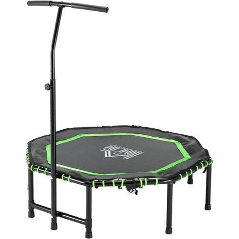 48" Octagonal Mini Fitness Rebounder Trampoline Indoor Outdoor Foldable Mini Jumper with Adjustable Handle, Green