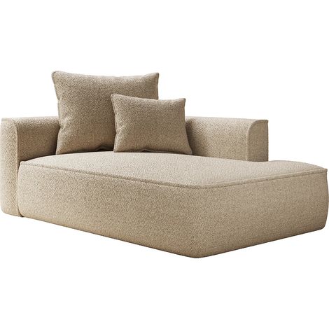 Chaise longue destra in tessuto ciniglia color talpa - PINETA (1/4)