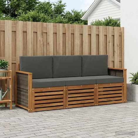 vidaXL Sofagarnituren mit Kissen 3 pcs Massivholz Akazie (1/5)