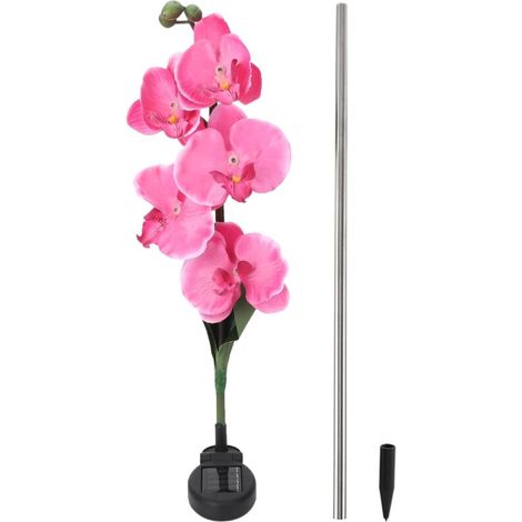 Luci solari da esterno a forma di fiore, luci solari da giardino impermeabili con fiore di orchidea a 5 falene, luce solare per esterni per giardino, patio, decorazione del cortile