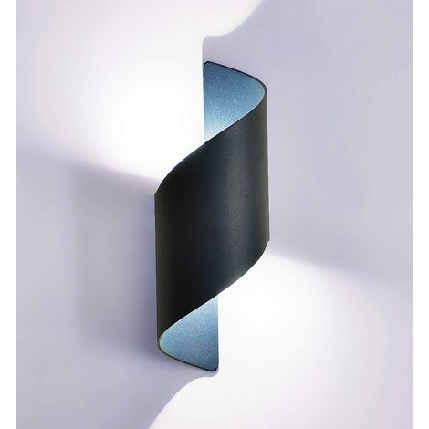 MINKUROW 12w Led Luces De Pared / Luz De Pared Hacia Arriba Y Hacia Abajo, Apliques Para Exteriores, Carcasa De Aluminio / Blanco Cálido 6000k, Impermeable Ip65, Interior / Exterior (Negro + 6000k) (1/5)