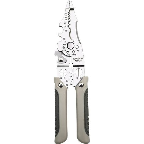 1 pince à dénuder, acier chrome-vanadium, dénude 0,2-6 mm², coupe câbles 6 mm², sertissage cosses, pour électricien (1/5)