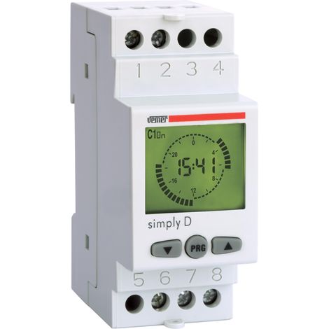 Minuterie Programmable Numérique (Timer), Interrupteur Horaire avec Programmation Journalière, 2 Modules Rail DIN, Relais 16A, Blanc (1/2)