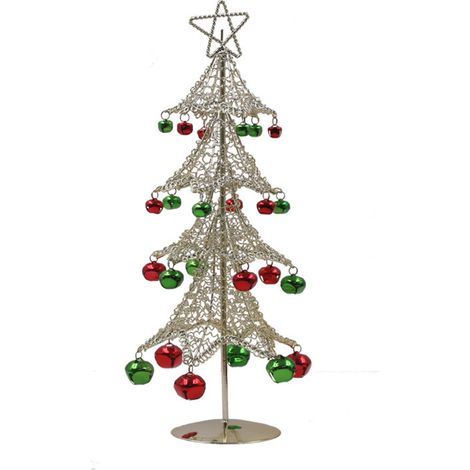 Arbol De Navidad De Metal - Alambre De Hierro Forjado - Decoracion Vintage Para Mesa - Campanas Incluidas - 1 Unidad (1/5)