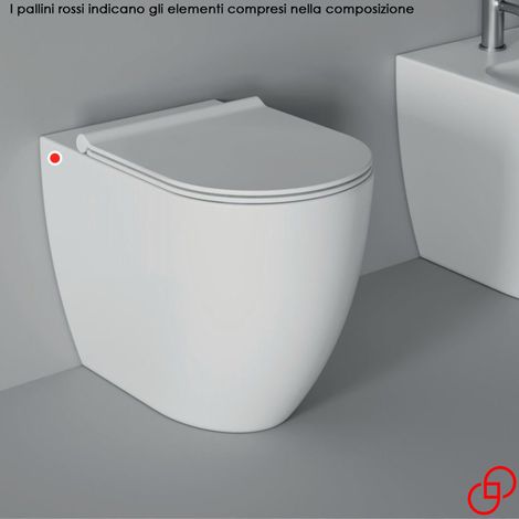 WC a Terra Filo Muro FORM - Senza Brida - Senza Sedile Coprivaso - Per Installazione a Muro - In Ceramica (1/5)