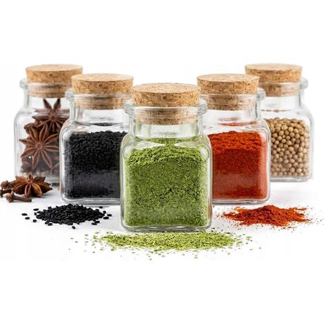 Lot de 5 bocaux hermétiques de 120 ml avec bouchon en liège, pour épices, bougies, herbes aromatiques (1/5)