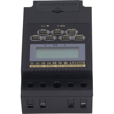Interrupteur horaire programmable KG316T 220V 25A pour éclairage public et enseignes lumineuses - Minuterie automatique marche/arrêt, noir, avec transformateur (piles non fournies) (1/5)