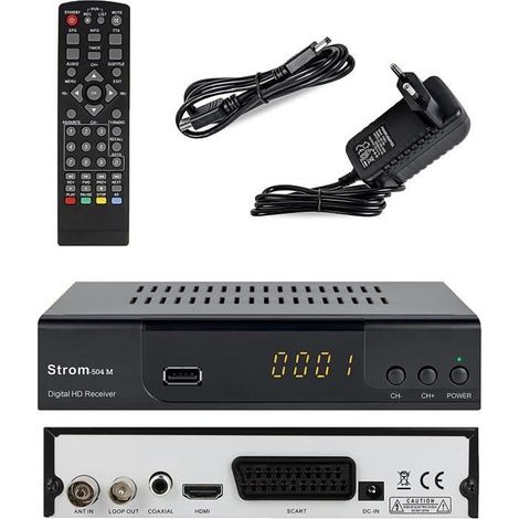 Strom 504M Decodeur TNT Full HD 1080p Dcodeur Terrestre DVBT2 Haute dfinition Rcepteur Compatible avec HEVC 265 HDMI Pri[2137] (1/4)