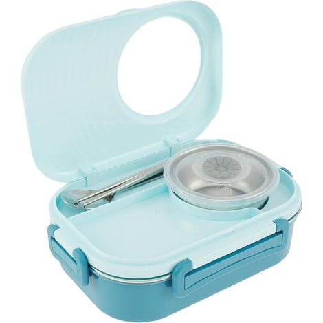 Isolierte Lunchbox aus lebensmittelechtem Edelstahl, ideal für Schule, Büro und Picknicks. Mehrfarbiges Muster. (1/4)