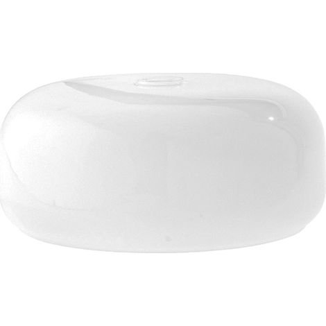 Vetro soffiato  bianco lucido Anima con attacco E27 d.33cm h.14cm (1/2)