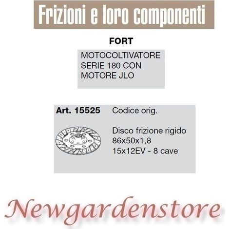 Disco frizione 15525 motocoltivatore serie 180 motore JLO FORT compatibile 8cave